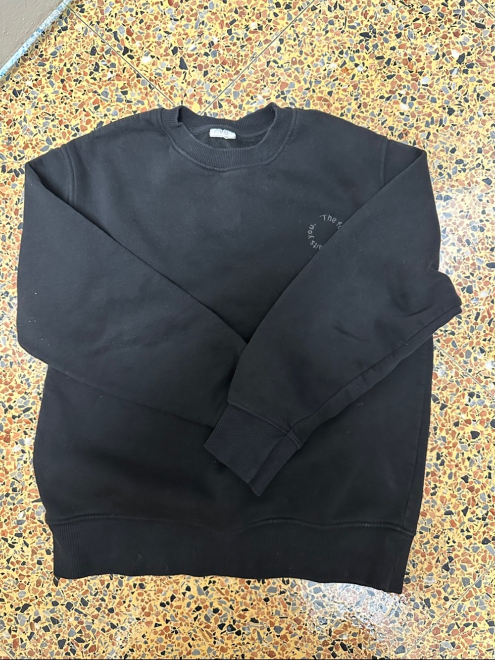 Zara Black Minimalist Crewneck Sweatshirt for Kids